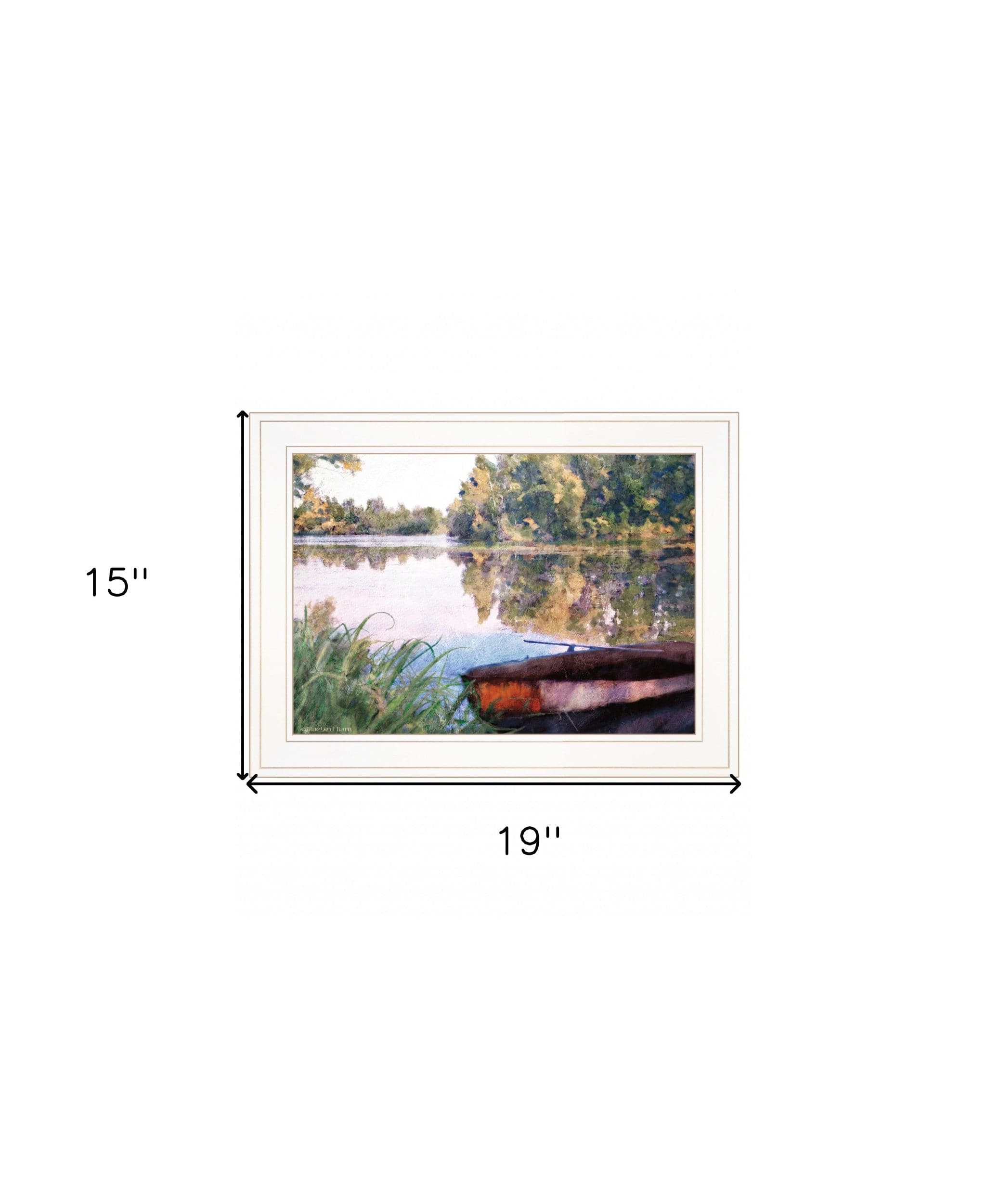 Rowboat Pond Landscape 2 White Framed Print Wall Art - Homeroots