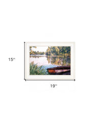 Rowboat Pond Landscape 2 White Framed Print Wall Art - Homeroots