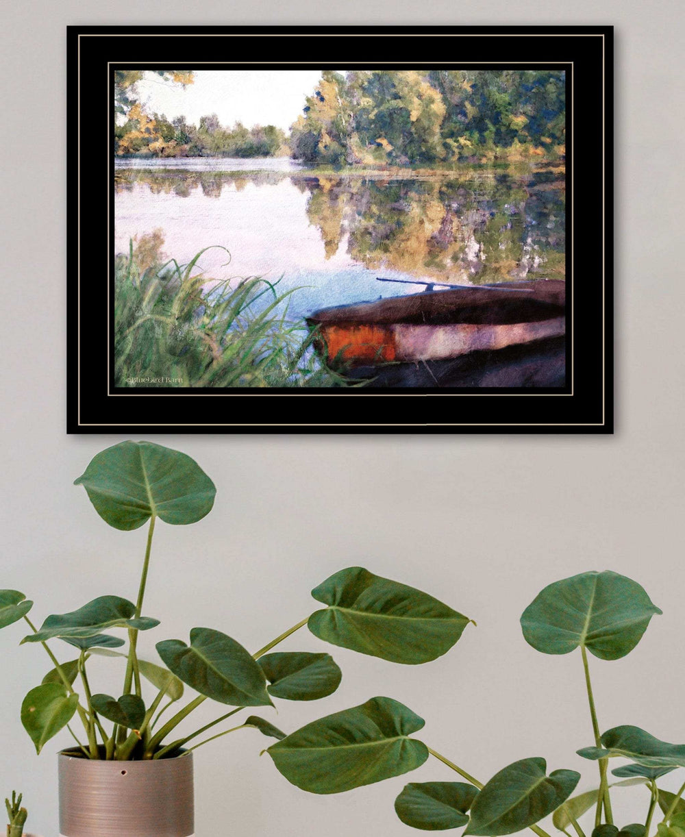 Rowboat Pond Landscape 3 Black Framed Print Wall Art - Homeroots - Flyclothing LLC