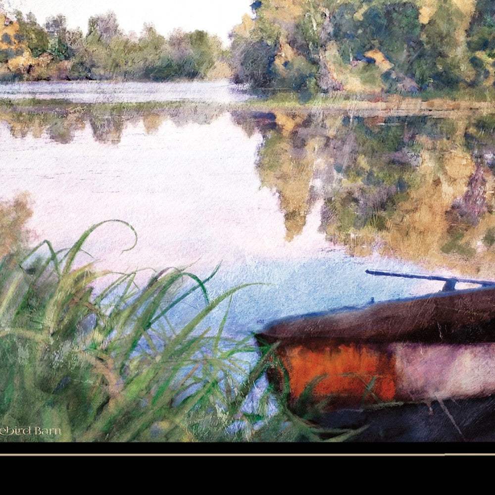 Rowboat Pond Landscape 3 Black Framed Print Wall Art - Homeroots - Flyclothing LLC