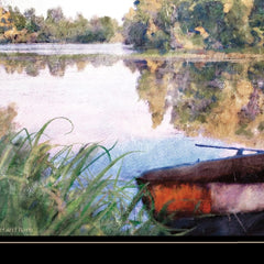 Rowboat Pond Landscape 3 Black Framed Print Wall Art - Homeroots