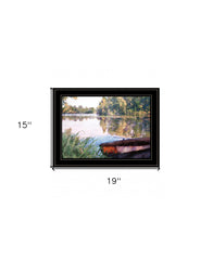 Rowboat Pond Landscape 3 Black Framed Print Wall Art - Homeroots