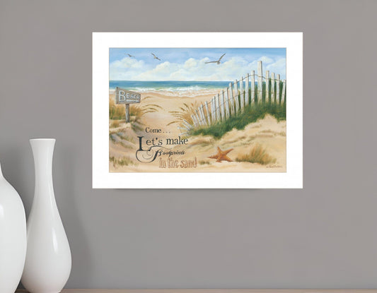Footprint 1 White Framed Print Wall Art - Homeroots