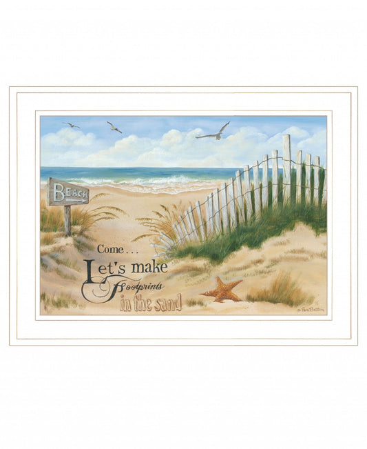Footprint 2 White Framed Print Wall Art - Homeroots