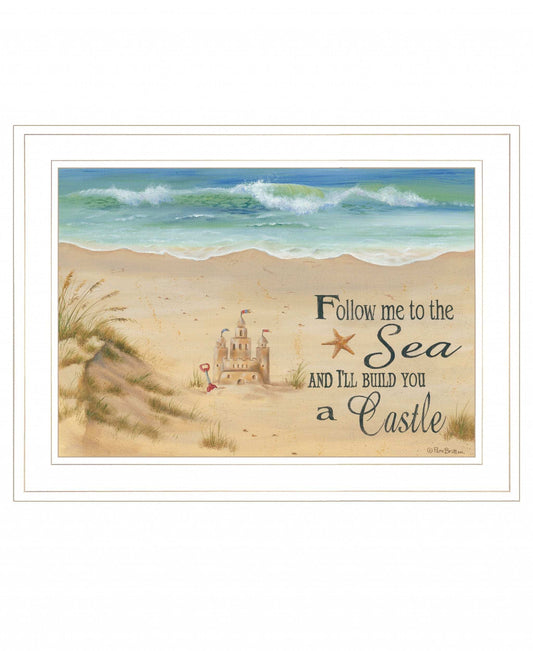 Sand Castle 2 White Framed Print Wall Art - Homeroots - Flyclothing LLC