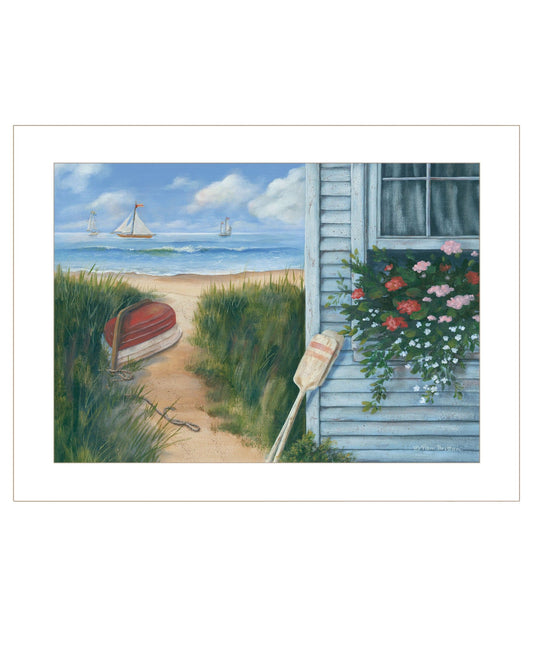 Beach Cottage 1 White Framed Print Wall Art - Homeroots