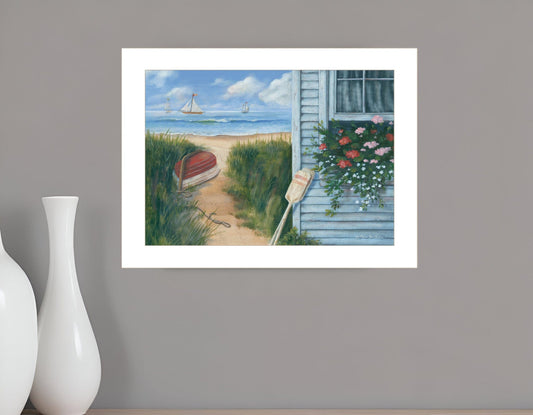 Beach Cottage 1 White Framed Print Wall Art - Homeroots