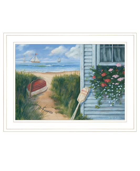 Beach Cottage 1 White Framed Print Wall Art - Homeroots