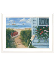 Beach Cottage 1 White Framed Print Wall Art - Homeroots