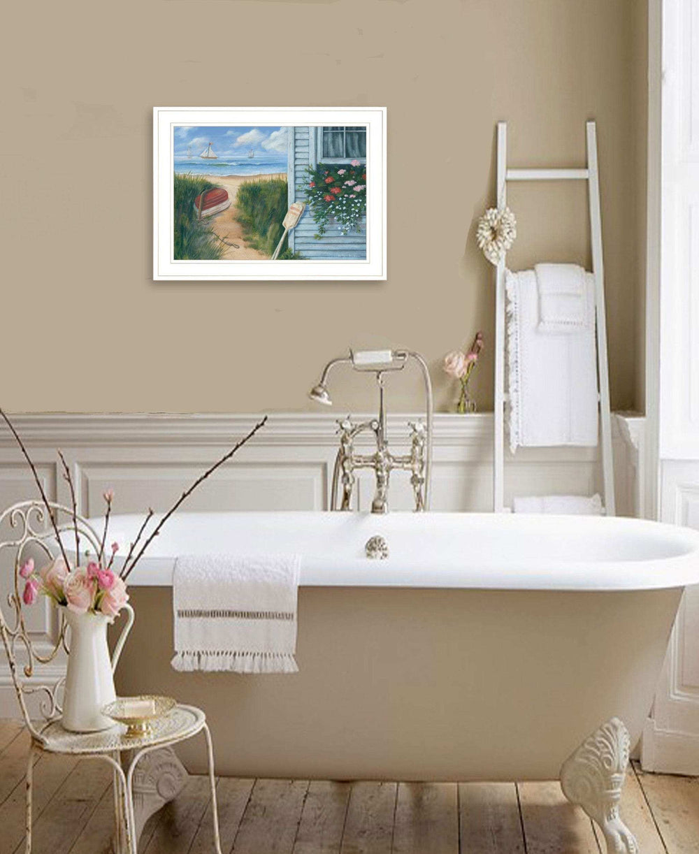 Beach Cottage 1 White Framed Print Wall Art - Homeroots - Flyclothing LLC
