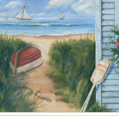 Beach Cottage 1 White Framed Print Wall Art - Homeroots