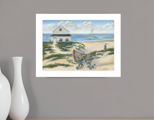 Beach Cottage II 1 White Framed Print Wall Art - Homeroots
