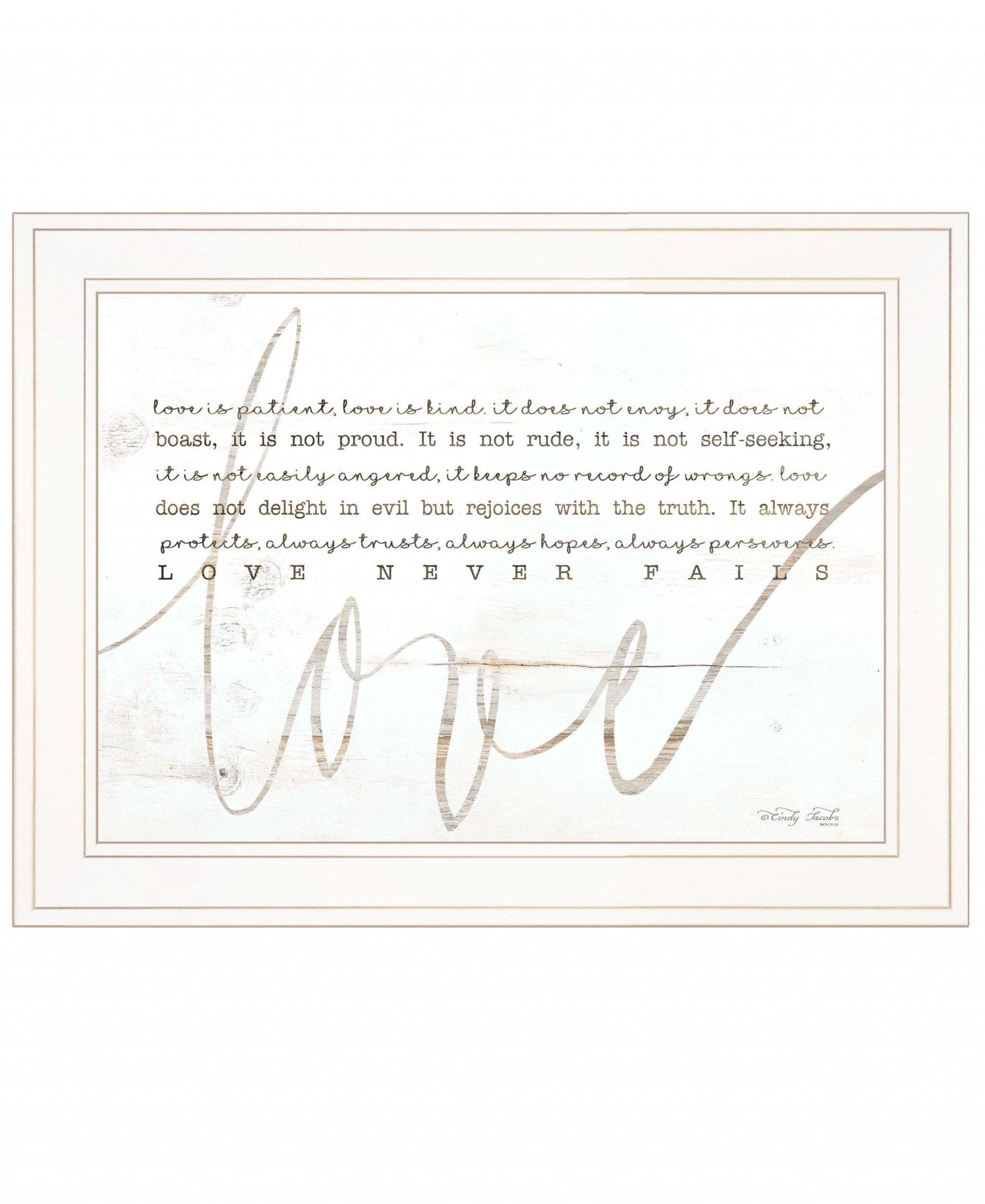 Love Never Fails 2 White Framed Print Wall Art - Homeroots