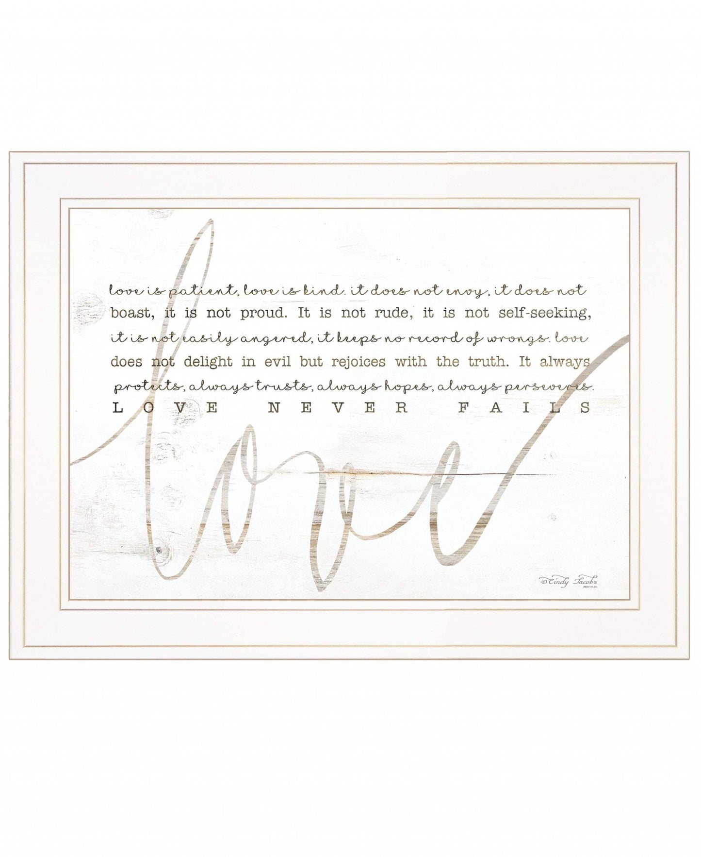 Love Never Fails 2 White Framed Print Wall Art - Homeroots - Flyclothing LLC