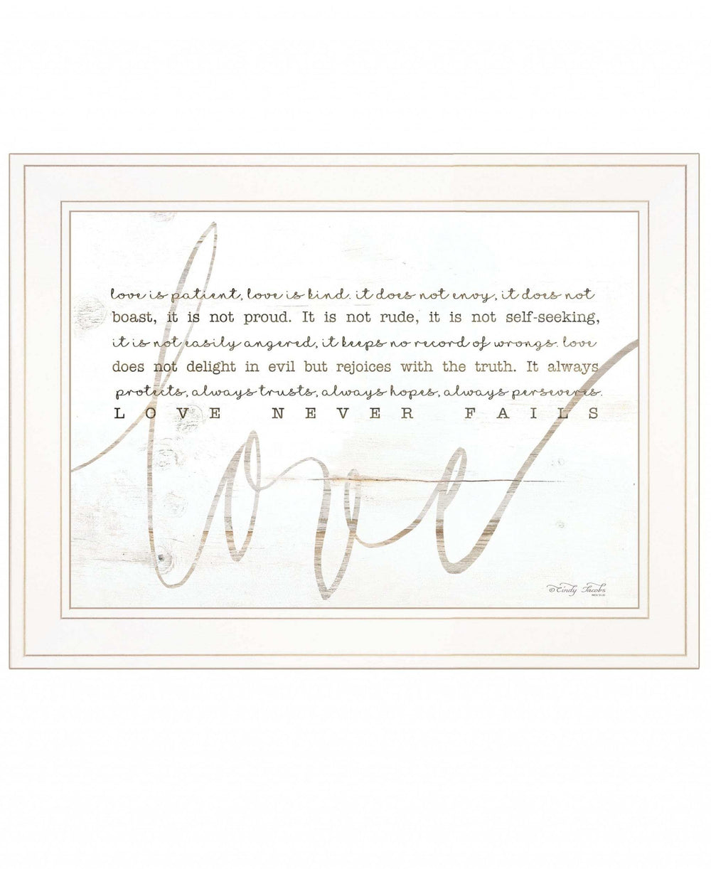 Love Never Fails 2 White Framed Print Wall Art - Homeroots - Flyclothing LLC