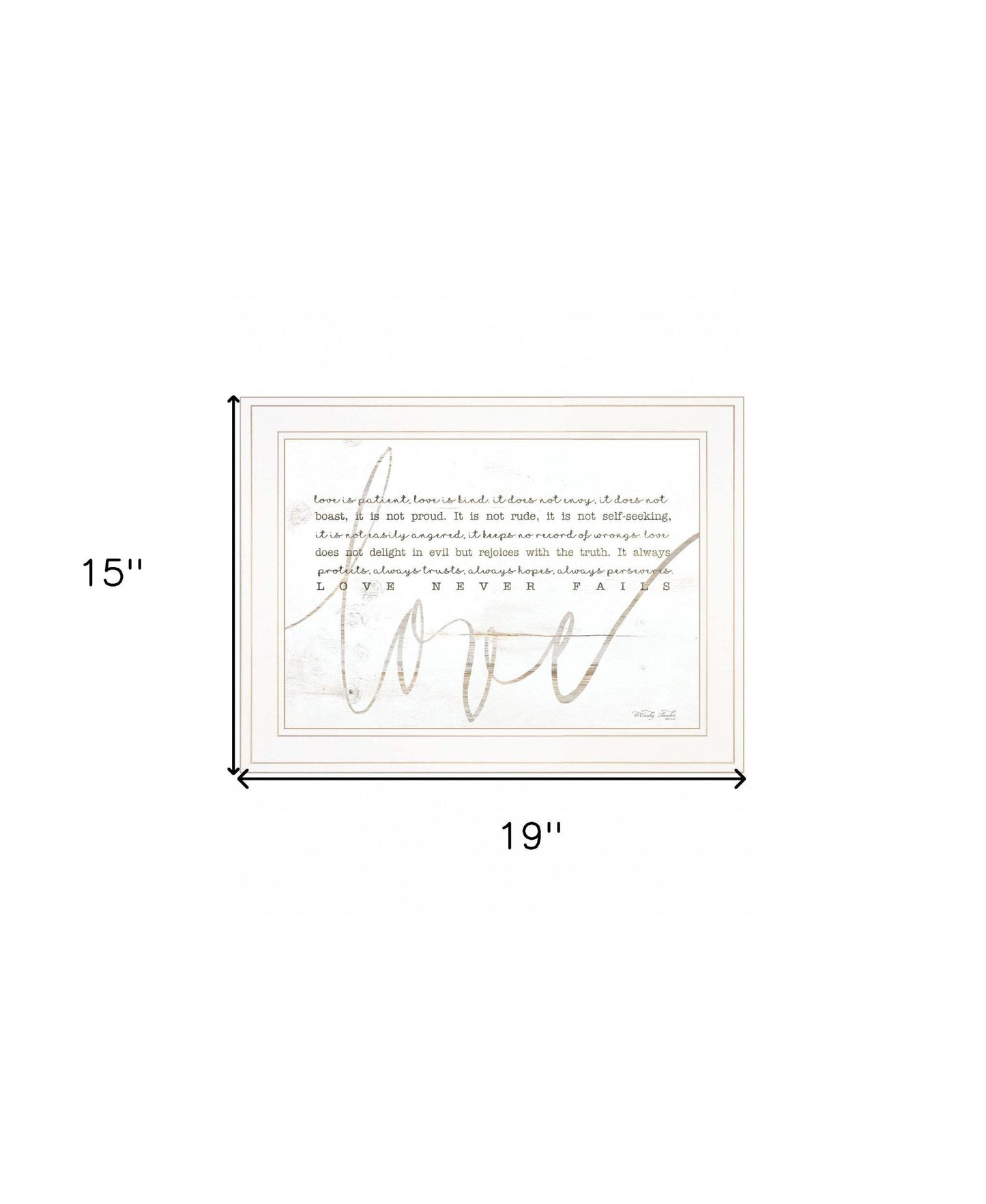 Love Never Fails 2 White Framed Print Wall Art - Homeroots - Flyclothing LLC