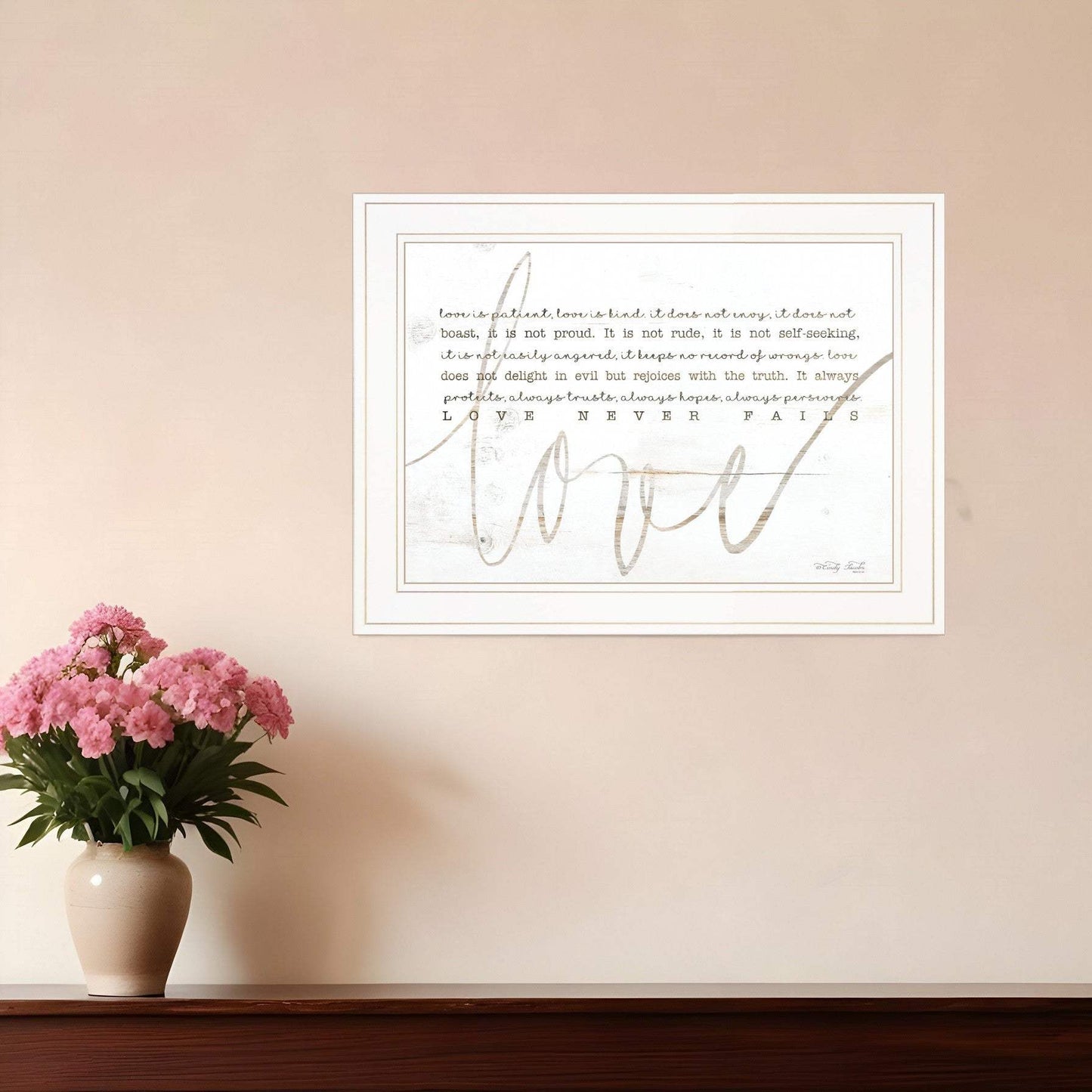 Love Never Fails 2 White Framed Print Wall Art - Homeroots - Flyclothing LLC