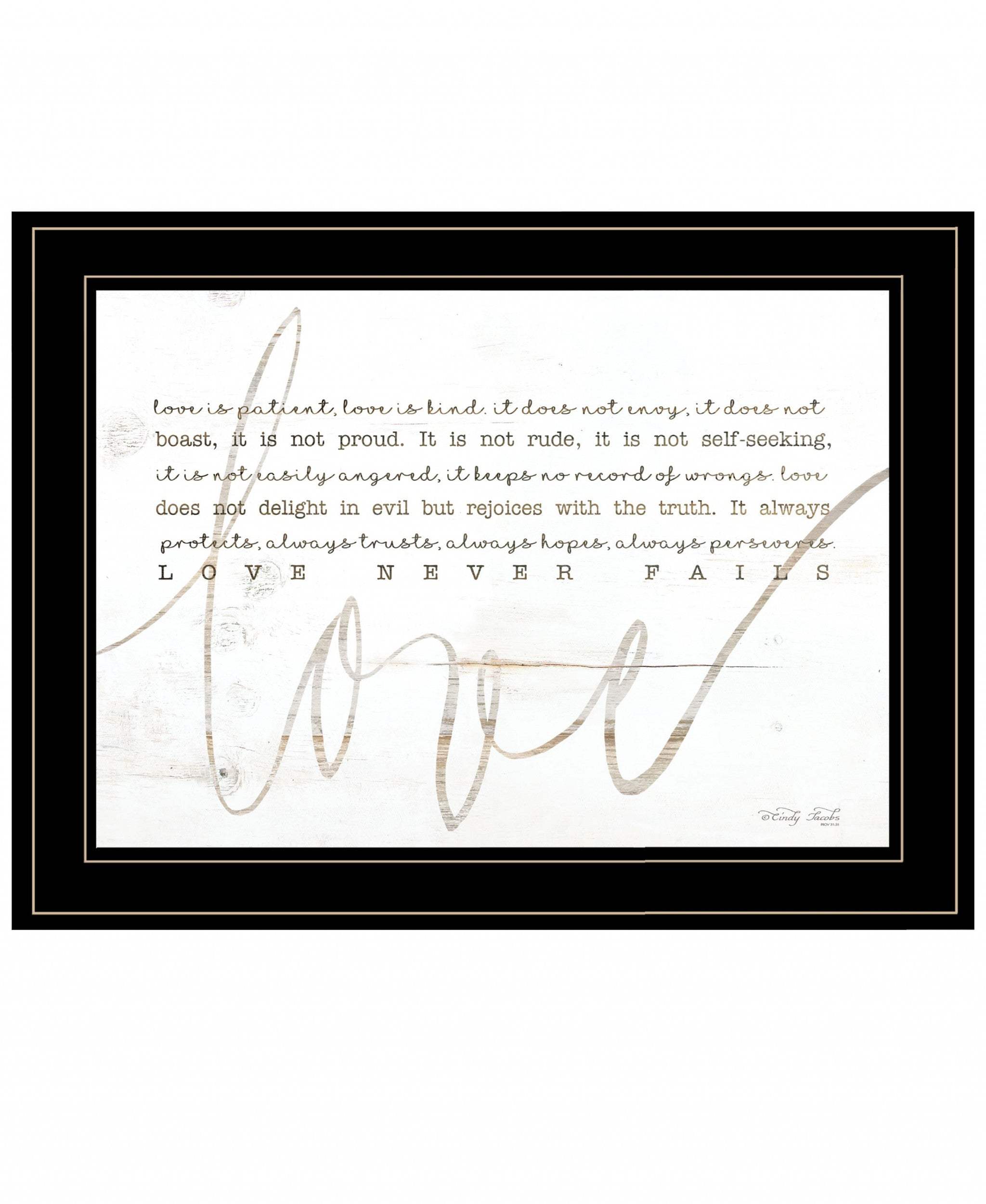 Love Never Fails 3 Black Framed Print Wall Art - Homeroots - Flyclothing LLC