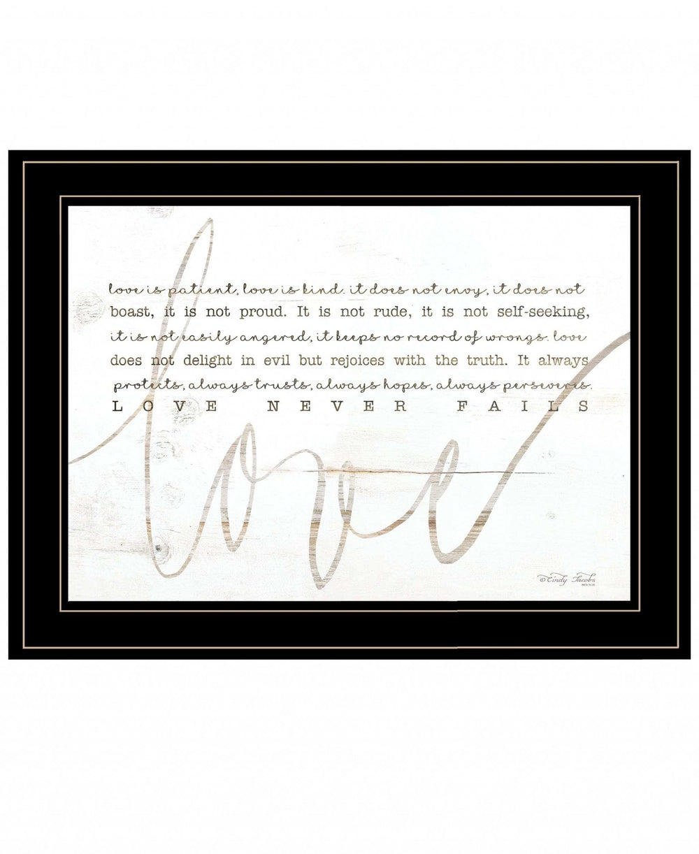 Love Never Fails 3 Black Framed Print Wall Art - Homeroots - Flyclothing LLC
