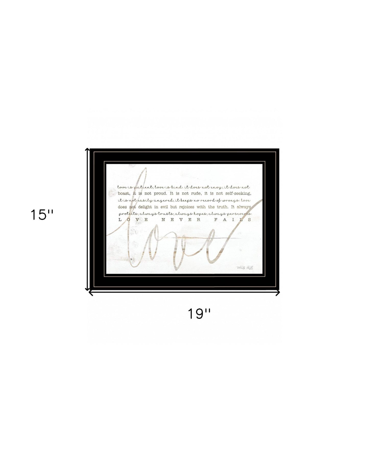 Love Never Fails 3 Black Framed Print Wall Art - Homeroots - Flyclothing LLC