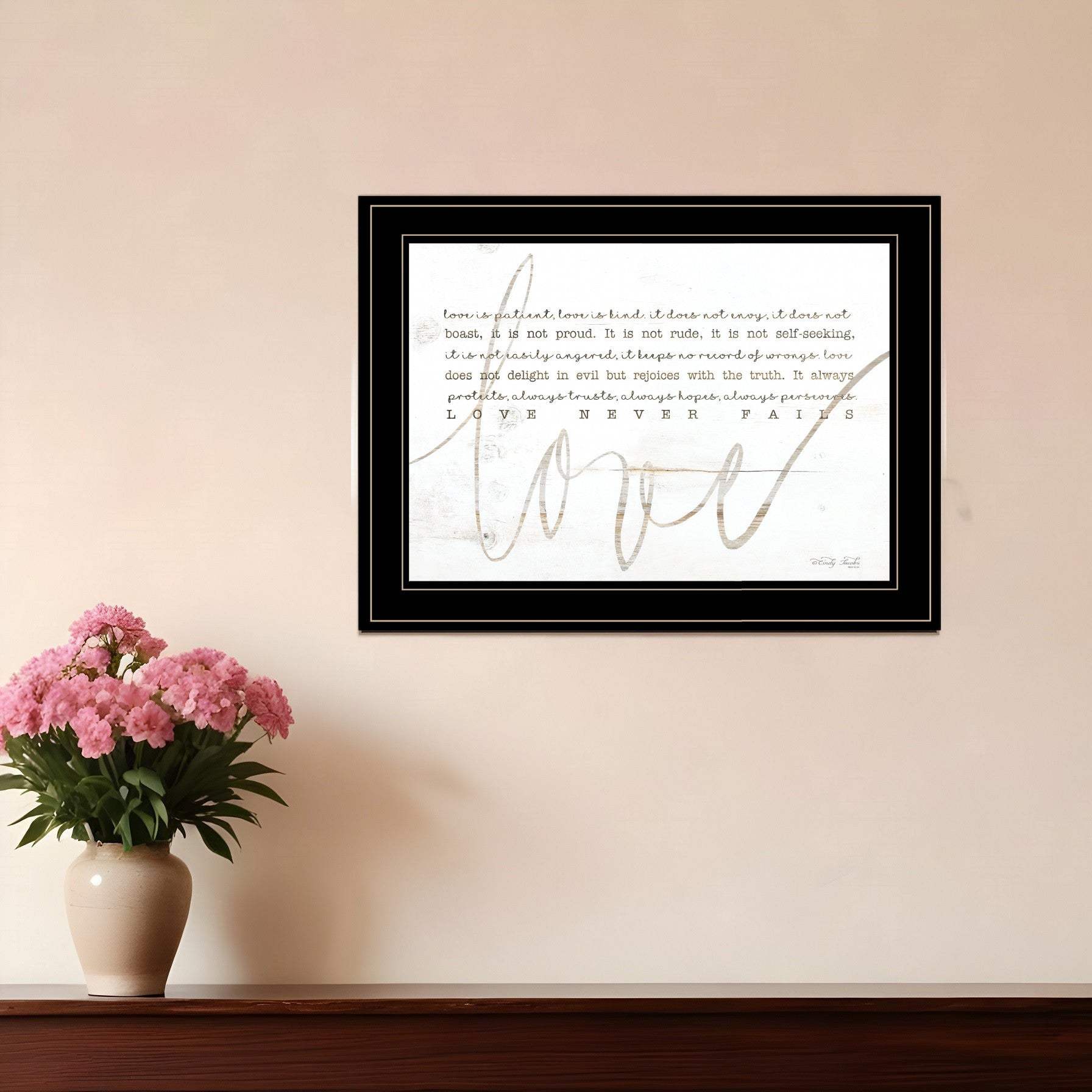 Love Never Fails 3 Black Framed Print Wall Art - Homeroots - Flyclothing LLC