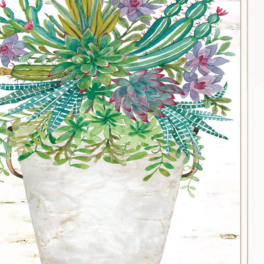 Believe Succulents White Framed Print Wall Art - Homeroots - Flyclothing LLC