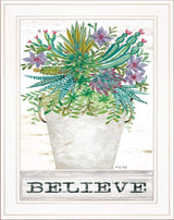 Believe Succulents White Framed Print Wall Art - Homeroots - Flyclothing LLC