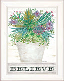 Believe Succulents White Framed Print Wall Art - Homeroots - Flyclothing LLC