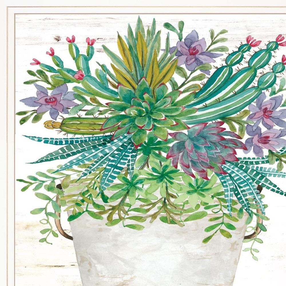 Believe Succulents White Framed Print Wall Art - Homeroots - Flyclothing LLC