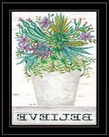 Believe Succulents 3 Black Framed Print Wall Art - Homeroots - Flyclothing LLC