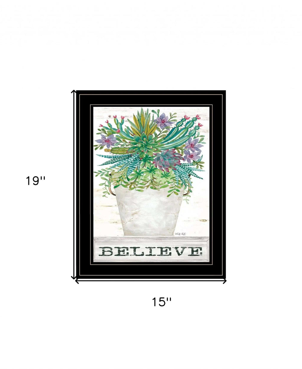 Believe Succulents 3 Black Framed Print Wall Art - Homeroots - Flyclothing LLC