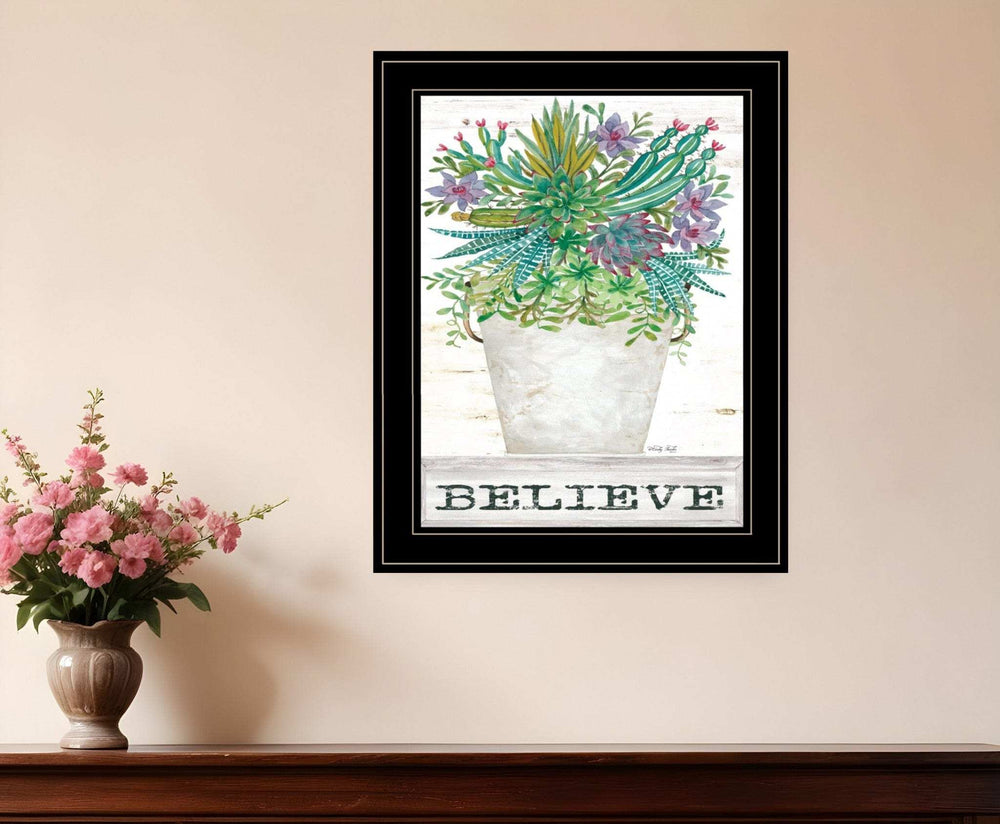 Believe Succulents 3 Black Framed Print Wall Art - Homeroots - Flyclothing LLC