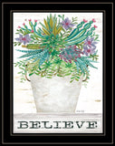 Believe Succulents 3 Black Framed Print Wall Art - Homeroots