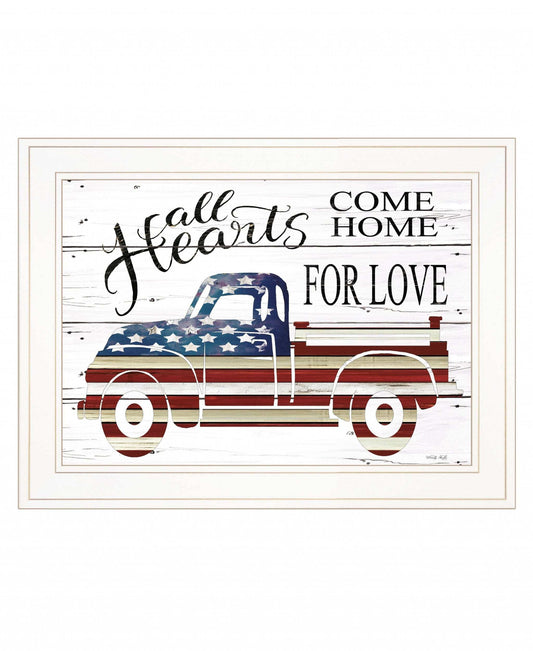 All Hearts Come Home for Love Truck 2 White Framed Print Wall Art - Homeroots - Flyclothing LLC