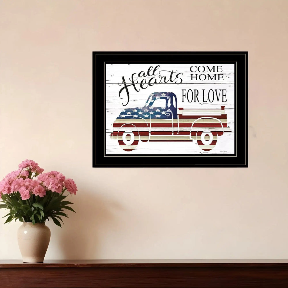 All Hearts Come Home for Love Truck 3 Black Framed Print Wall Art - Homeroots