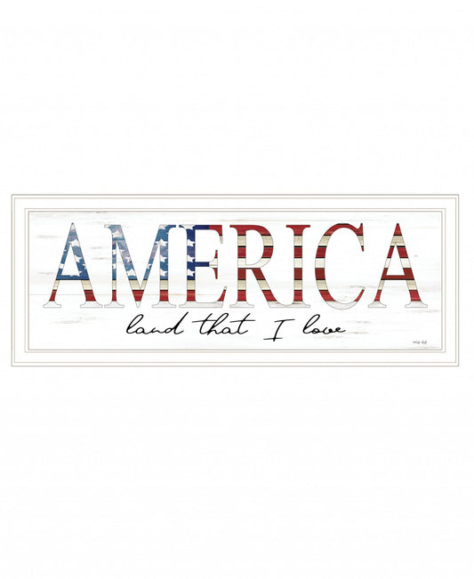 America Land that I Love 1 White Framed Print Wall Art - Homeroots
