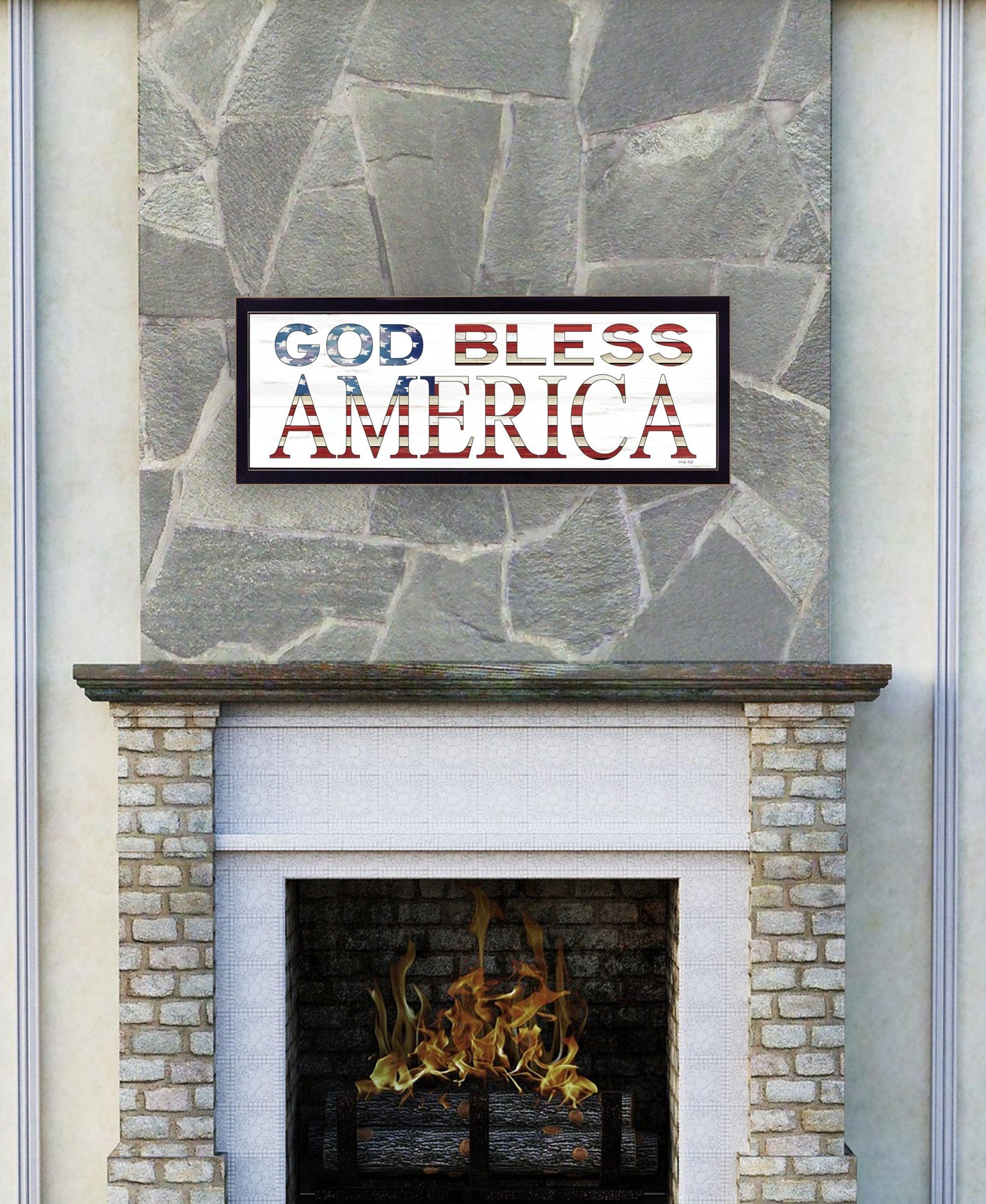 God Bless America 7 Black Framed Print Wall Art - Homeroots
