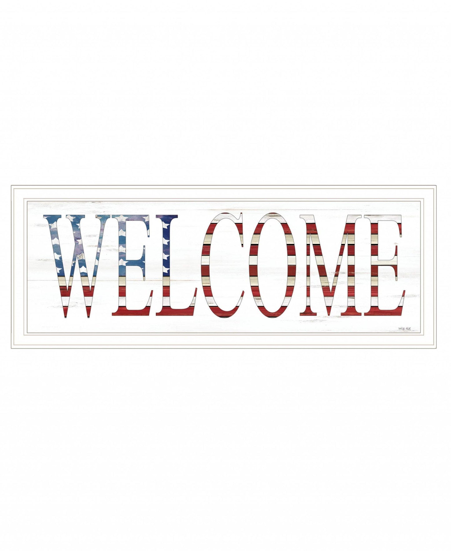 Patriotic Welcome 1 White Framed Print Wall Art - Homeroots - Flyclothing LLC