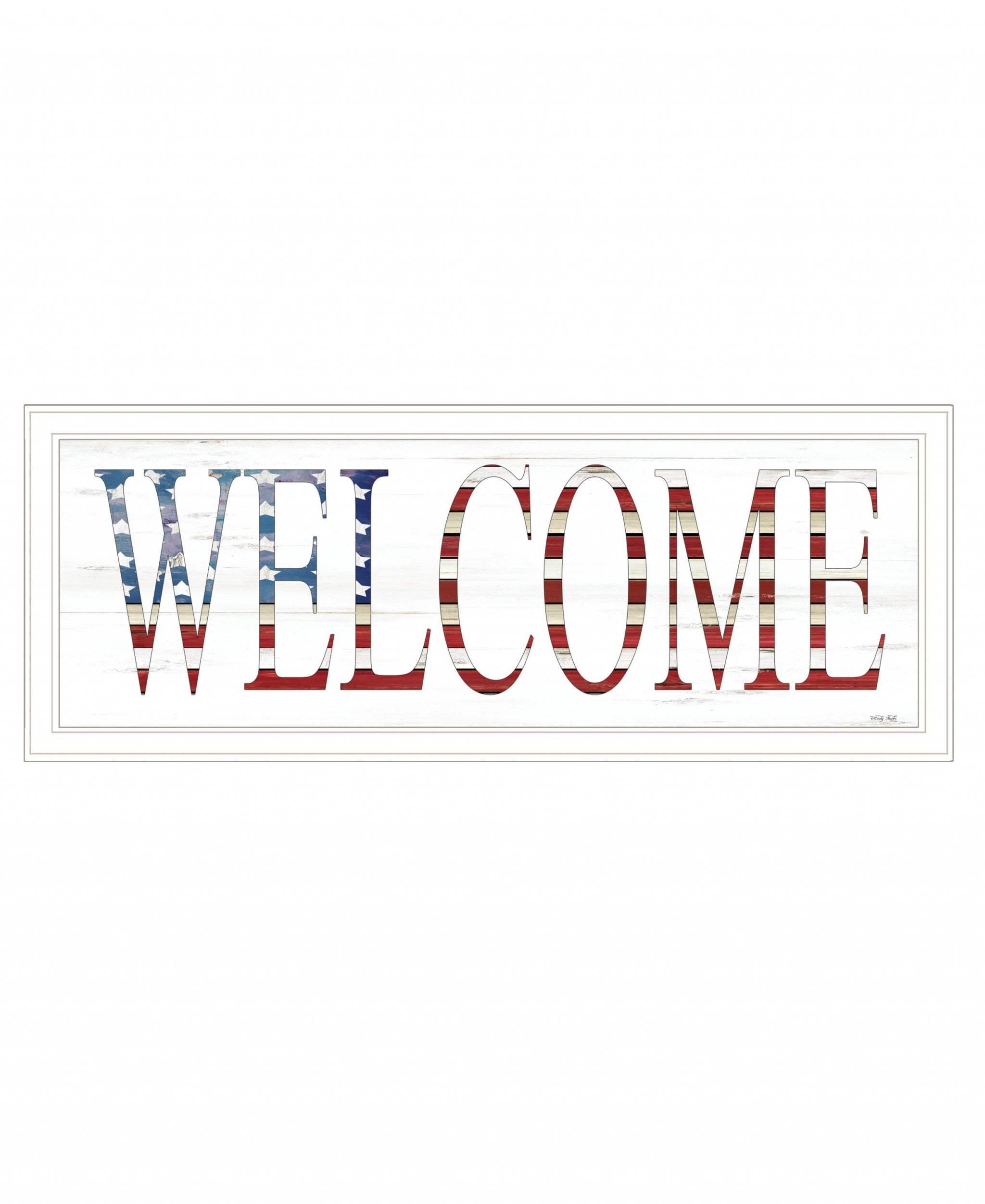 Patriotic Welcome 1 White Framed Print Wall Art - Homeroots - Flyclothing LLC