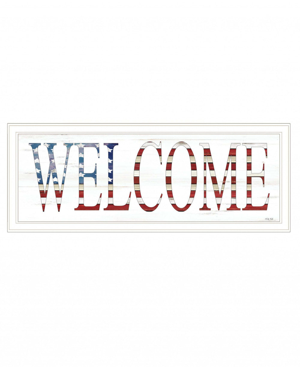 Patriotic Welcome 1 White Framed Print Wall Art - Homeroots - Flyclothing LLC