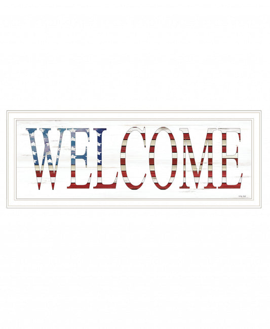 Patriotic Welcome 1 White Framed Print Wall Art - Homeroots
