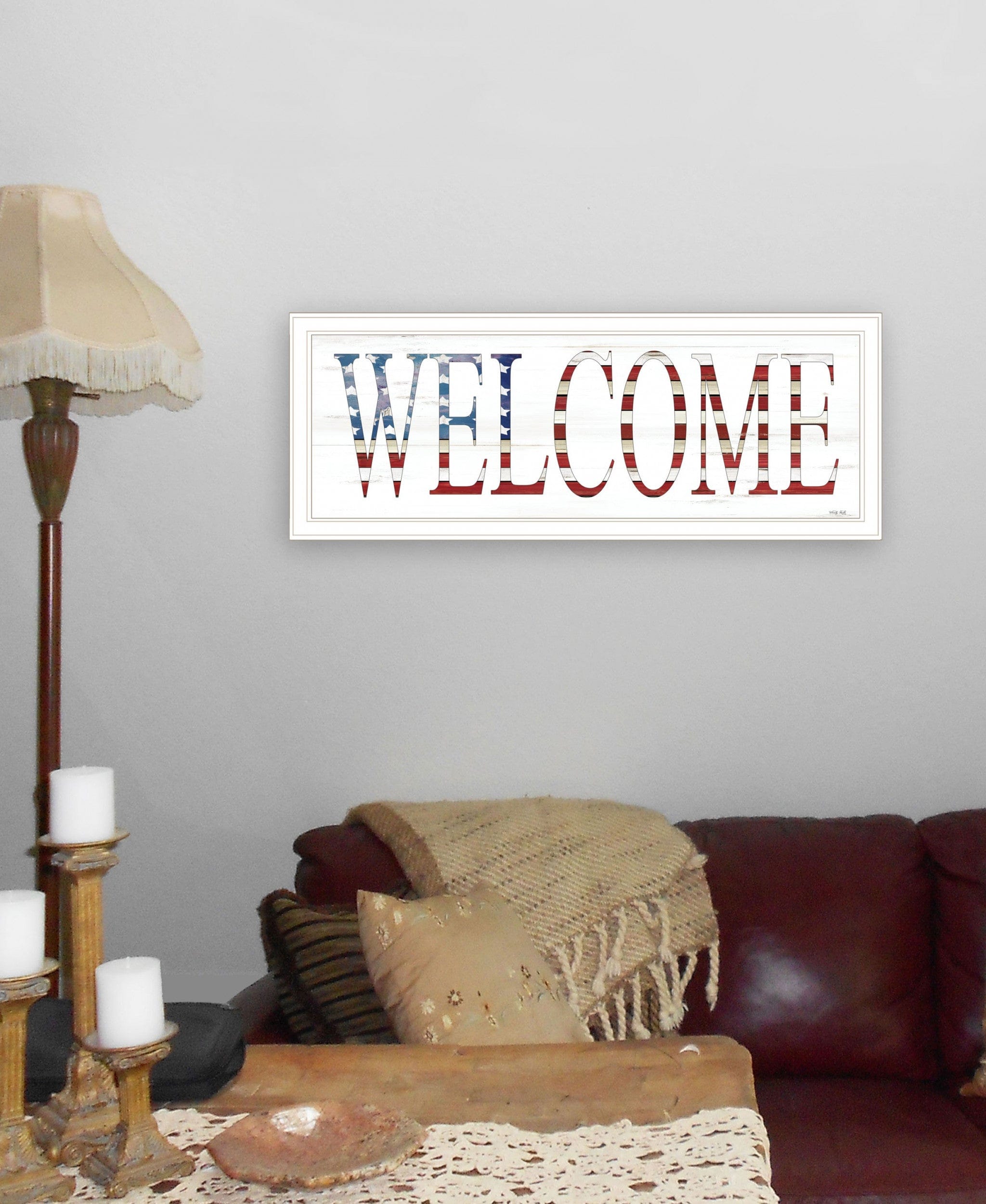 Patriotic Welcome 1 White Framed Print Wall Art - Homeroots