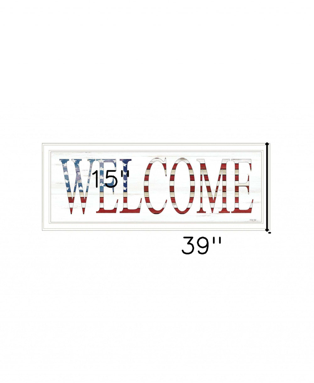 Patriotic Welcome 1 White Framed Print Wall Art - Homeroots - Flyclothing LLC