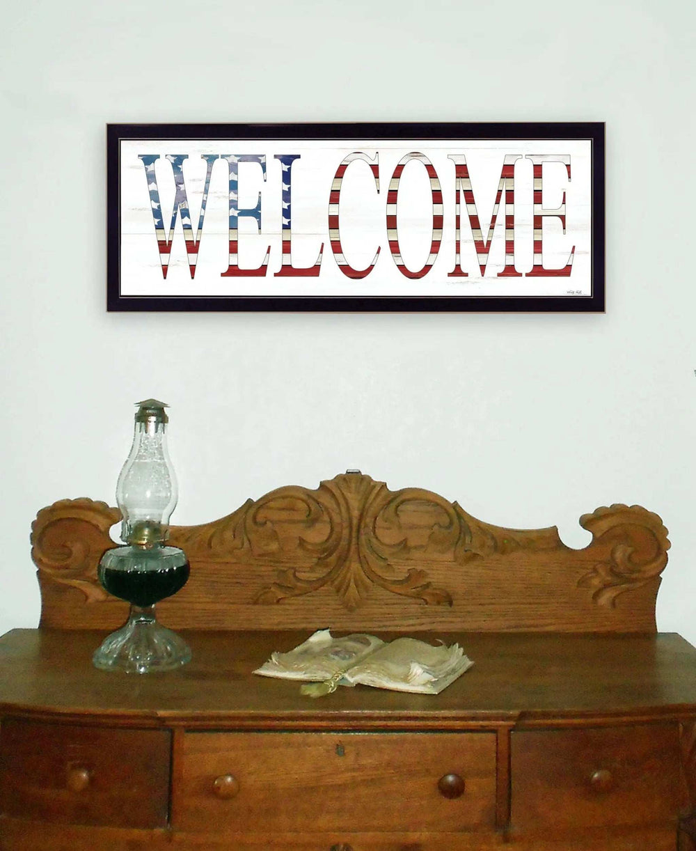 Patriotic Welcome 3 Black Framed Print Wall Art - Homeroots - Flyclothing LLC