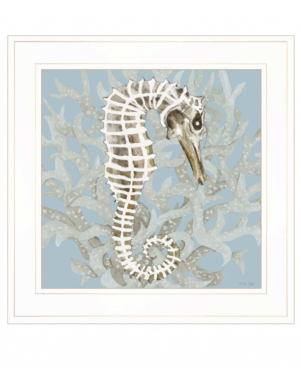 Coral Seahorse I 2 White Framed Print Wall Art - Homeroots - Flyclothing LLC