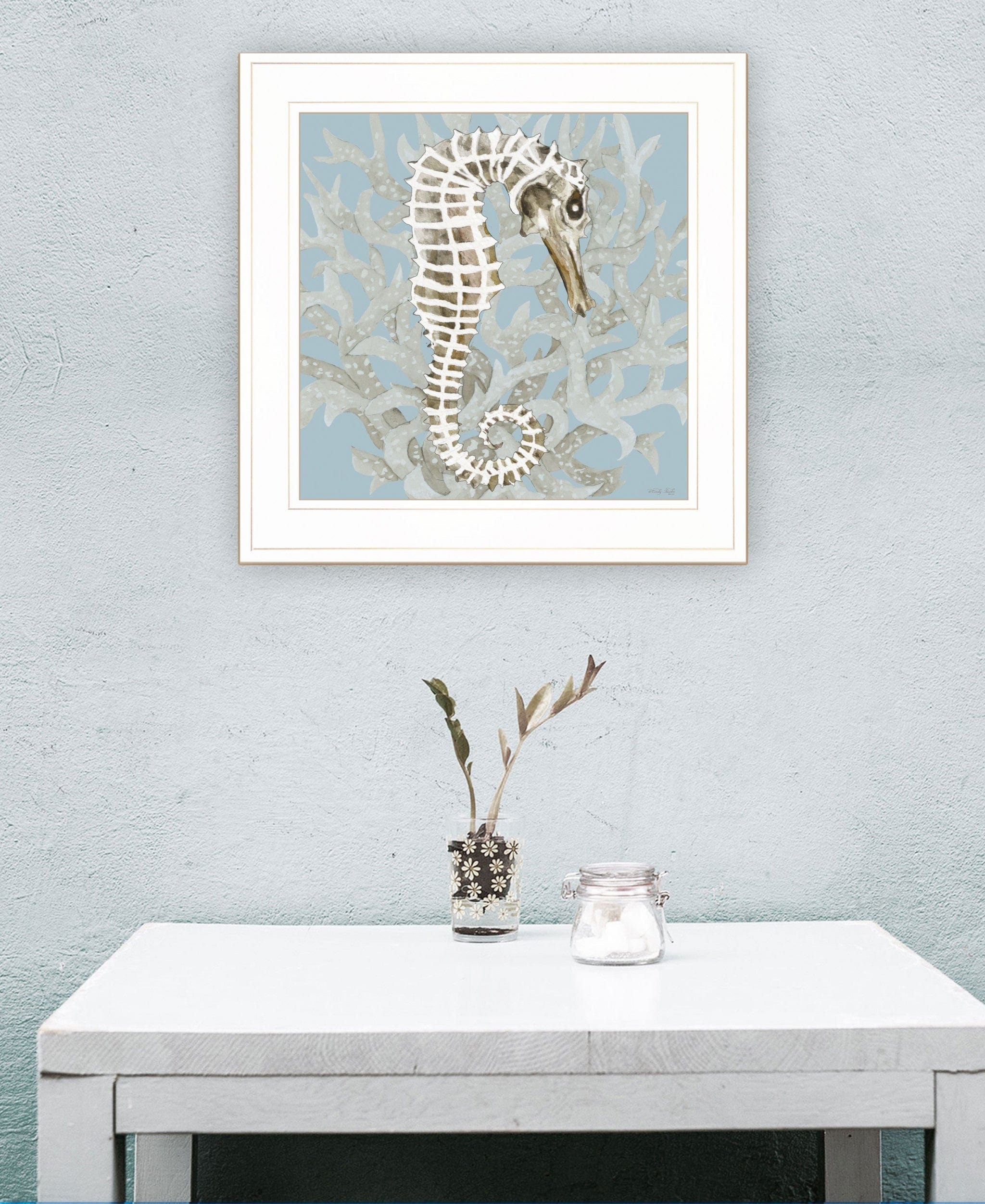 Coral Seahorse I 2 White Framed Print Wall Art - Homeroots