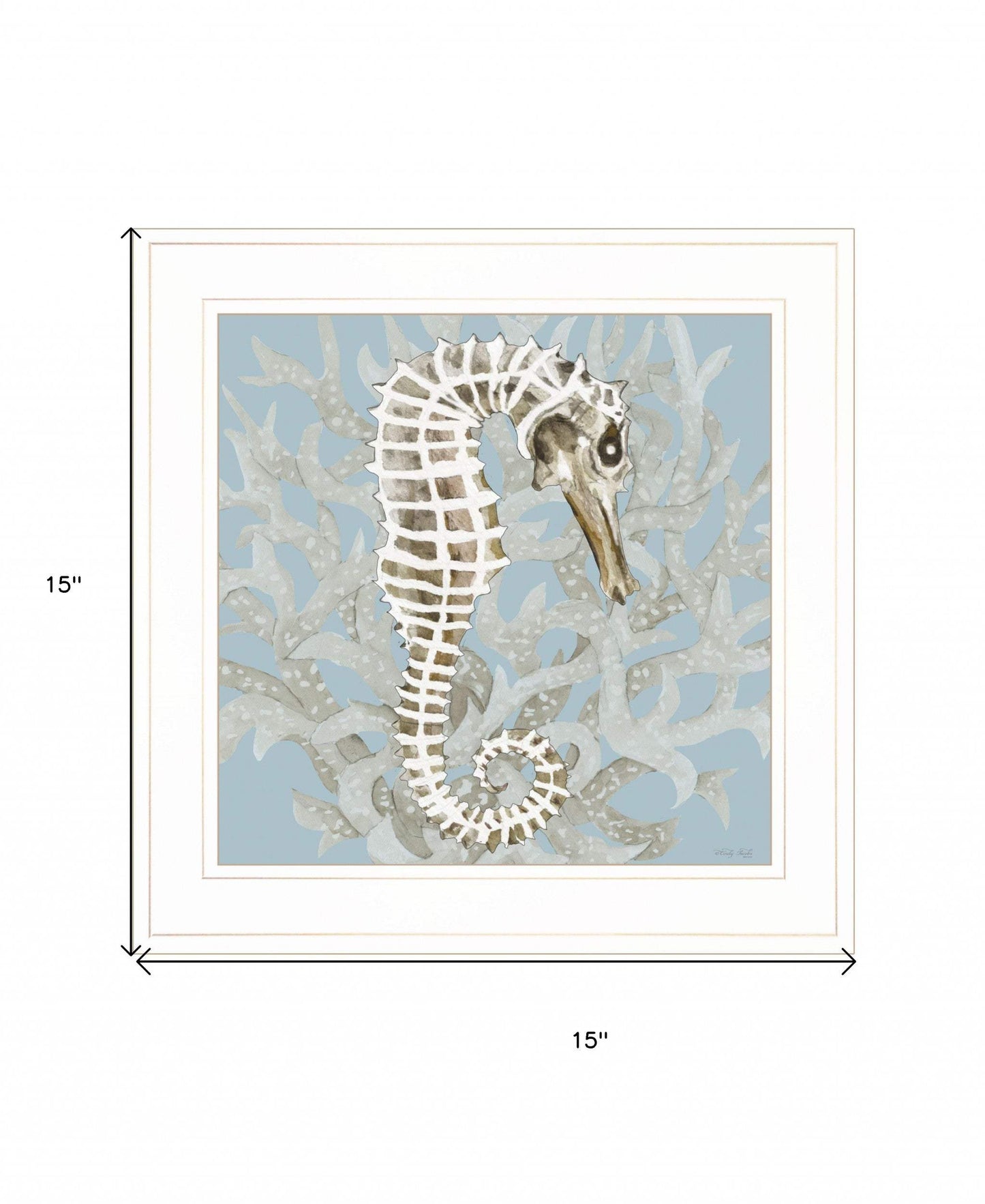 Coral Seahorse I 2 White Framed Print Wall Art - Homeroots - Flyclothing LLC