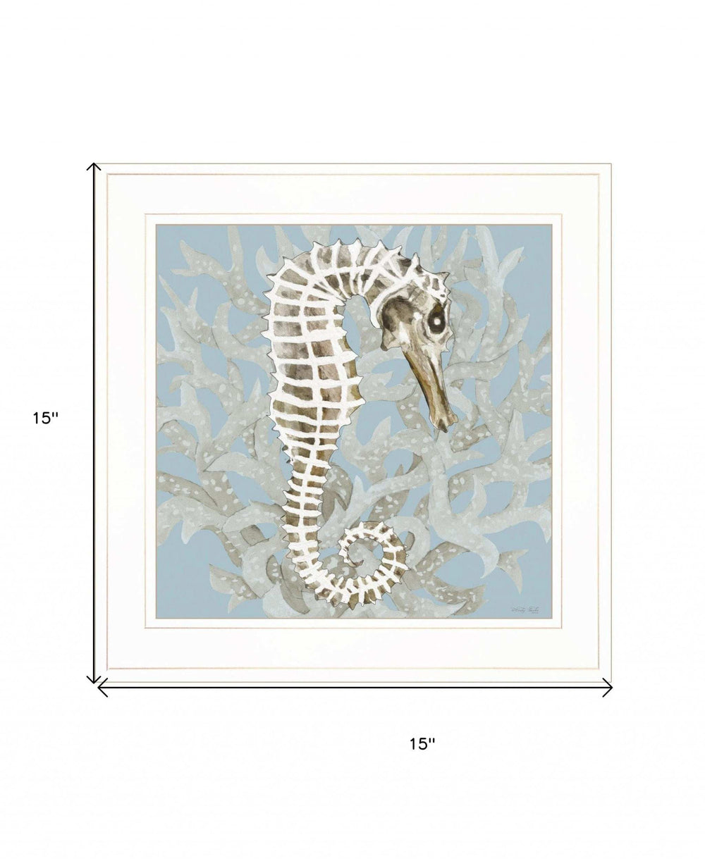 Coral Seahorse I 2 White Framed Print Wall Art - Homeroots - Flyclothing LLC