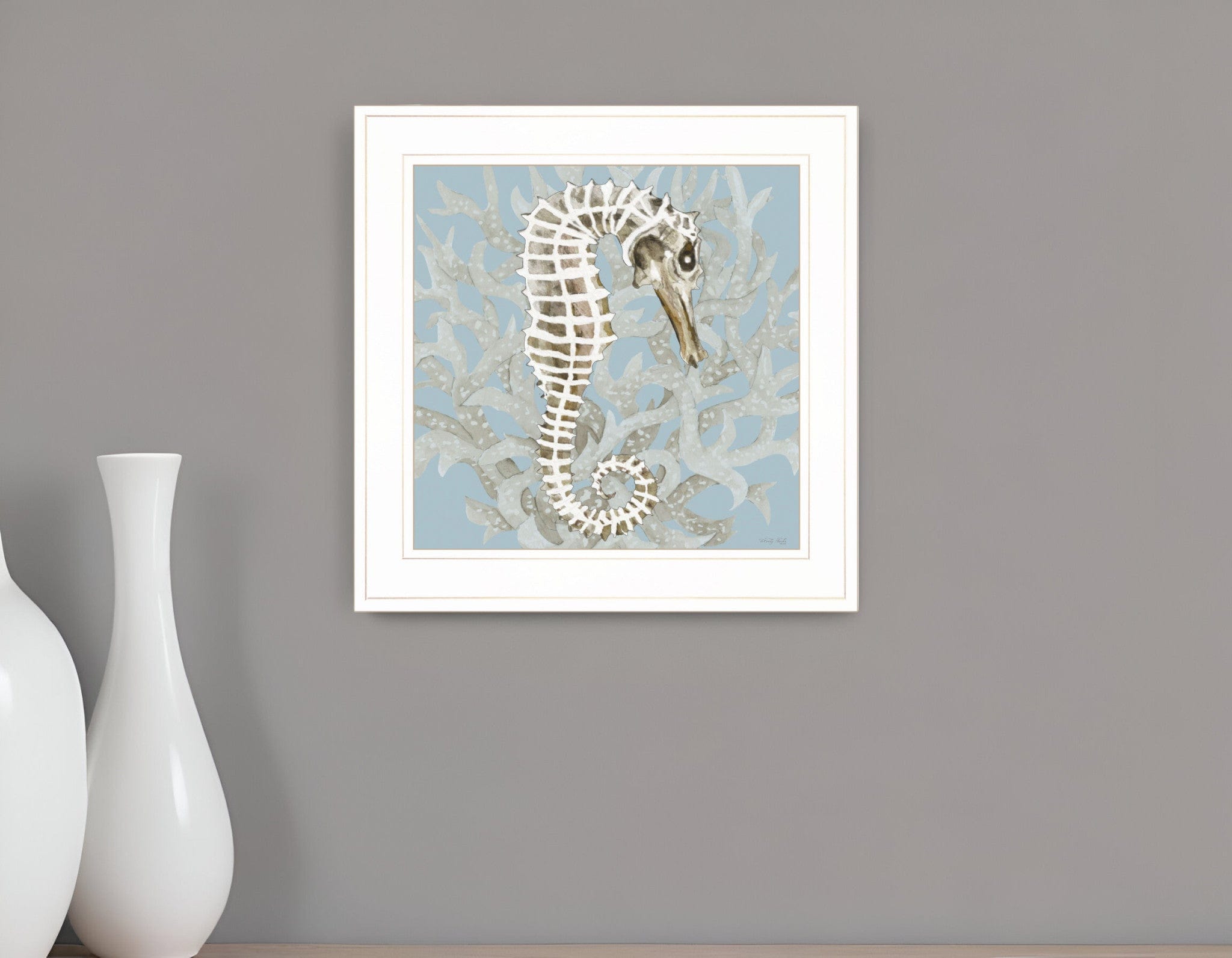 Coral Seahorse I 2 White Framed Print Wall Art - Homeroots