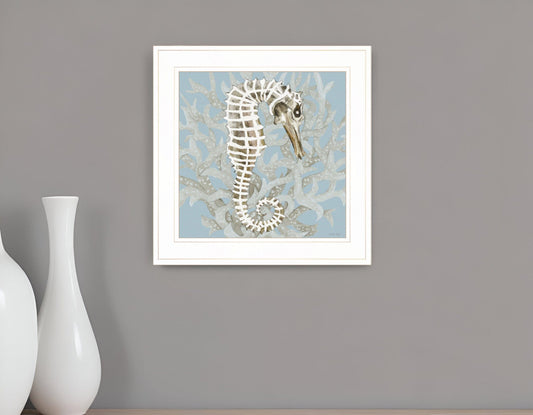 Coral Seahorse I 2 White Framed Print Wall Art - Homeroots